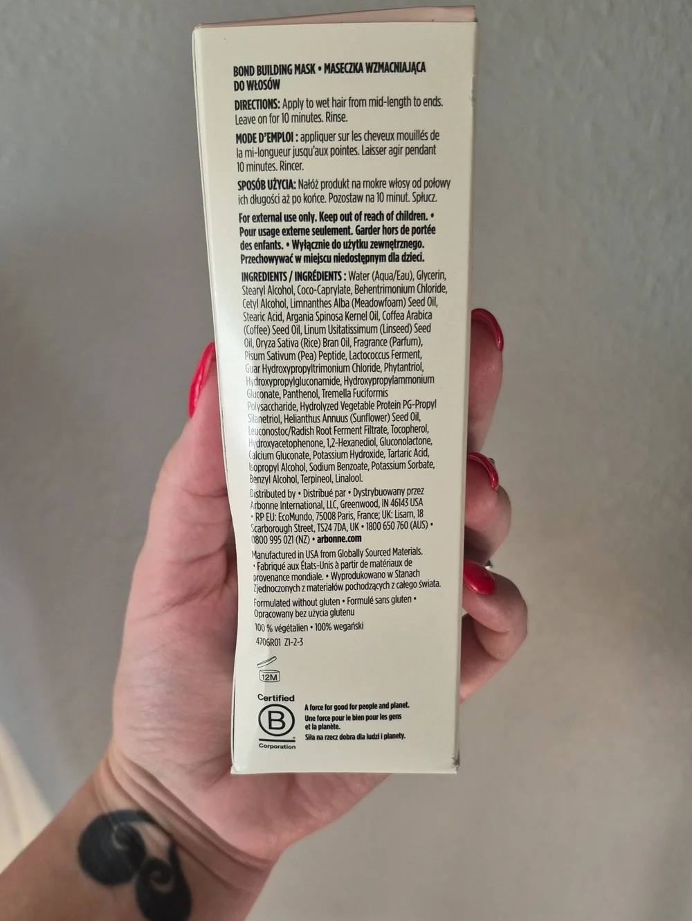 Arbonne Hair Care Bond Building Mask - White